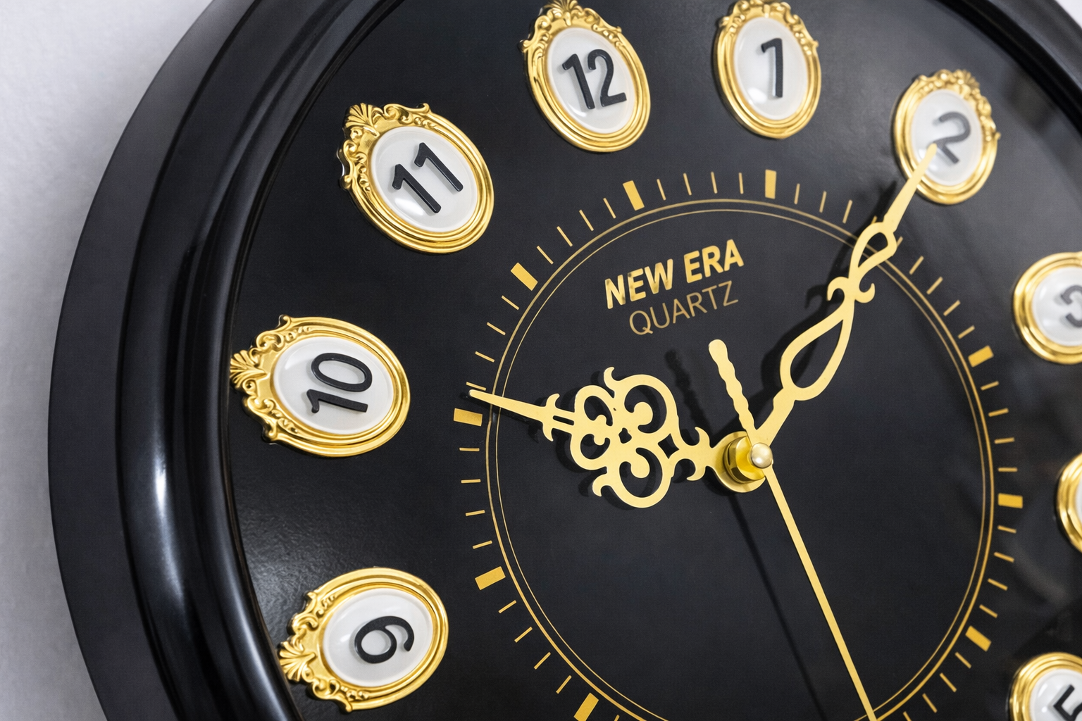 New Era 13 Inch Black Decorative Wall Clock – Model 1101-DLX with Silent Sweep Movement 2