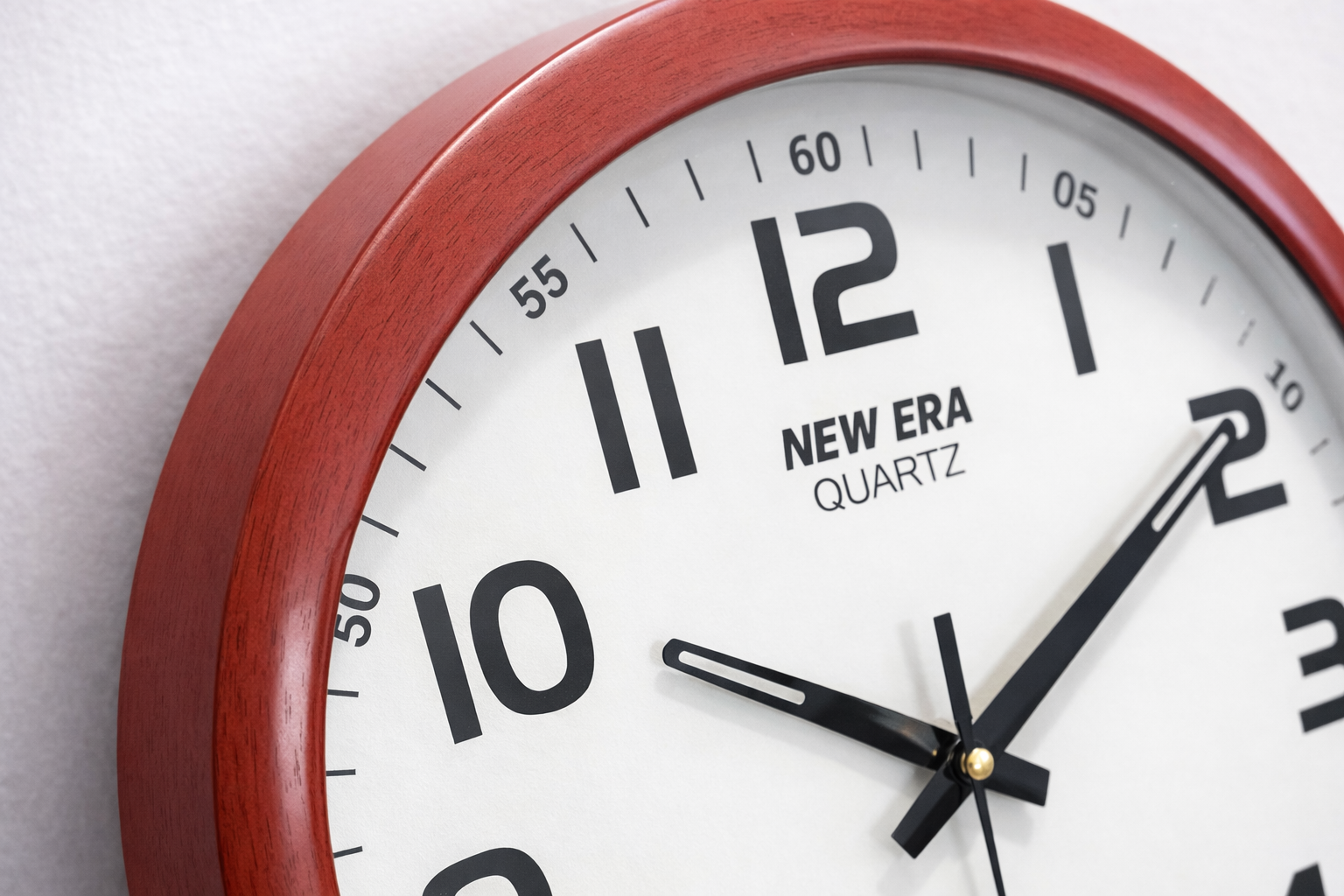 New Era 13 Inch Red Frame Wall Clock – Model 1101 with Step Movement 2