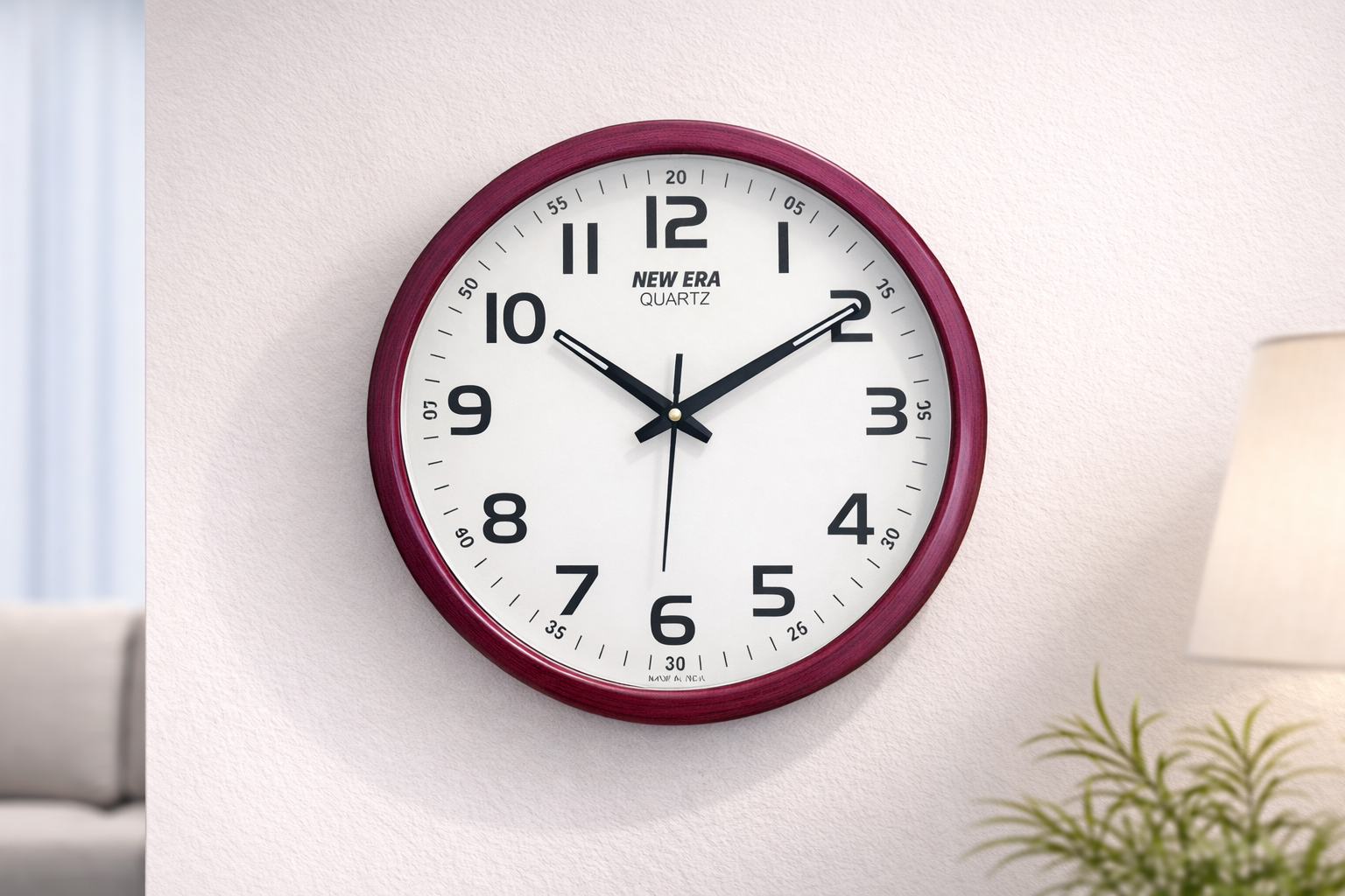 New Era 13 Inch Maroon Frame Wall Clock – Model 1101 with Step Movement 3