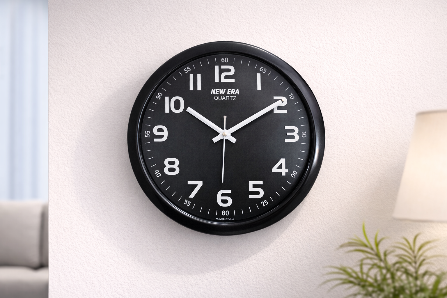 New Era 13 Inch Black Frame Wall Clock – Model 1101 with Step Movement 3