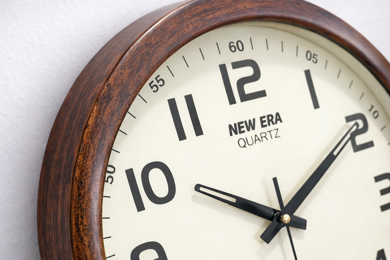 New Era 13 Inch Brown Wood Finish Wall Clock – Model 1101 with Step Movement 2