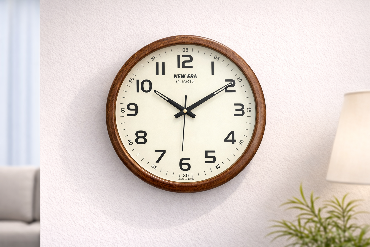 New Era 13 Inch Brown Wood Finish Wall Clock – Model 1101 with Step Movement 3