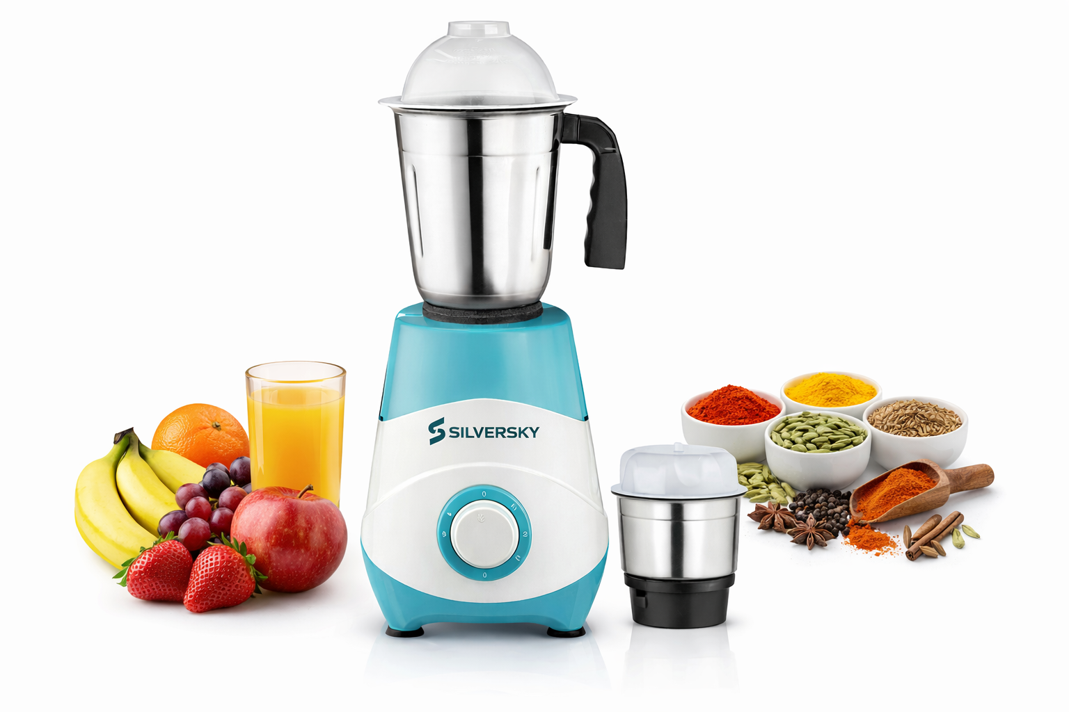 Silversky 500W Mixer Grinder with 2 Stainless Steel Jars 3