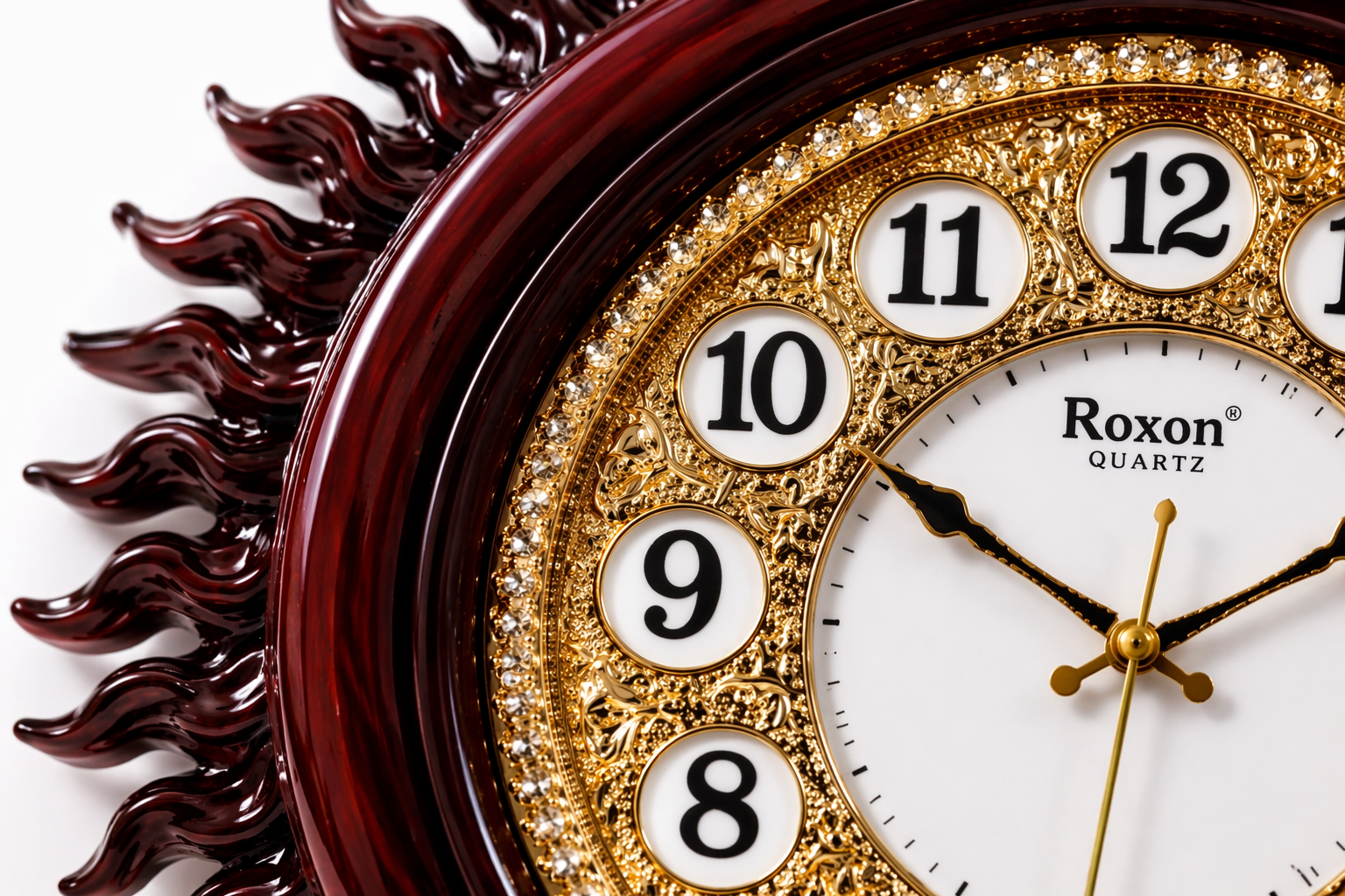 Roxon 22 Inch Sun Designer Wall Clock Silent Sweep Big Size Antique Gold Dial 2