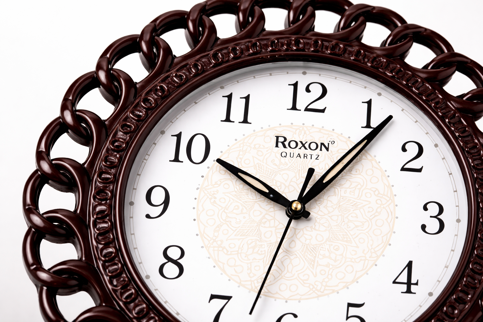 Roxon 12 Inch Designer Round Wall Clock Decorative Frame Step Movement 2