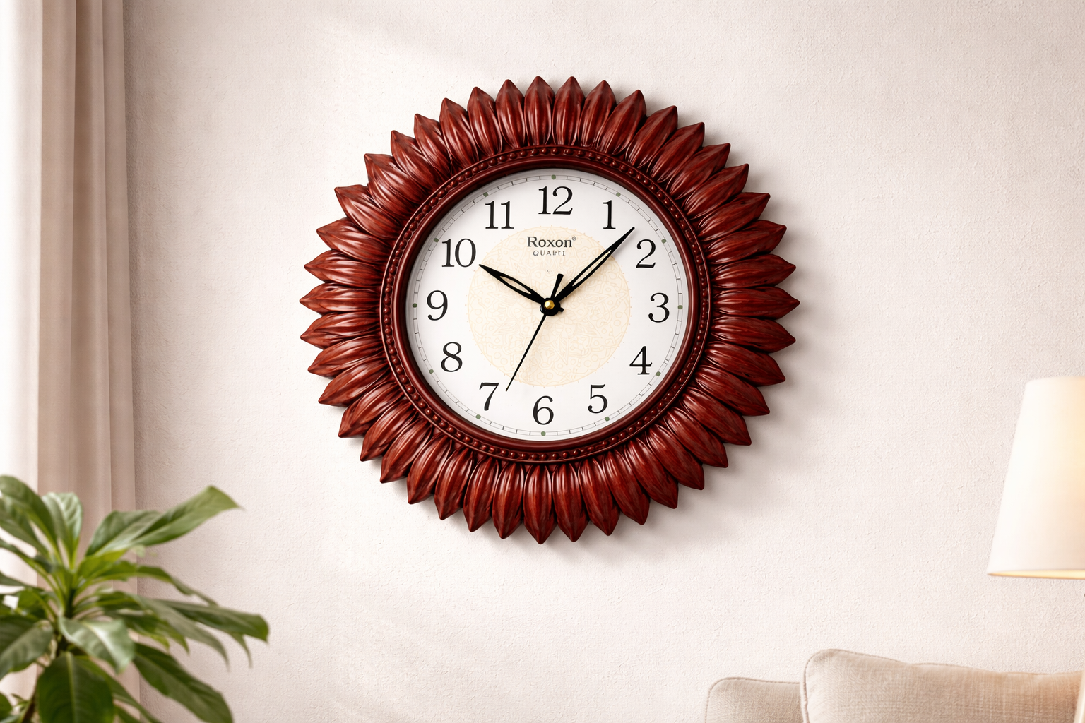 Roxon 12 Inch Sunflower Designer Step Movement Wall Clock  3