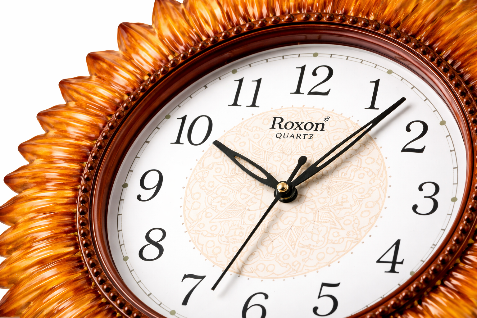Roxon 12 Inch Sunflower Designer Wall Clock Decorative Frame Step Movement Yellow 2