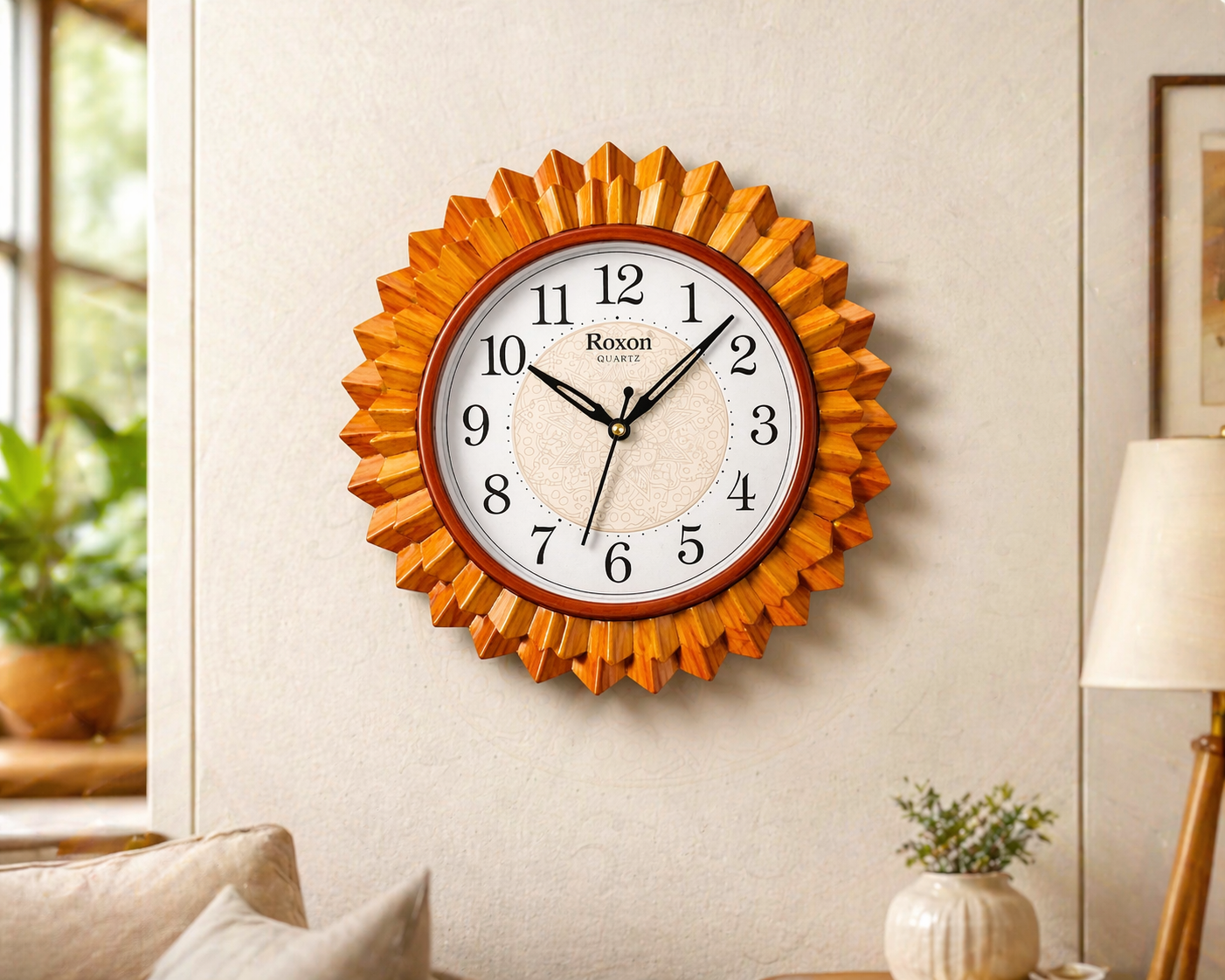 Roxon 12 Inch Premium Light Wooden Finish Wall Clock Designer 3