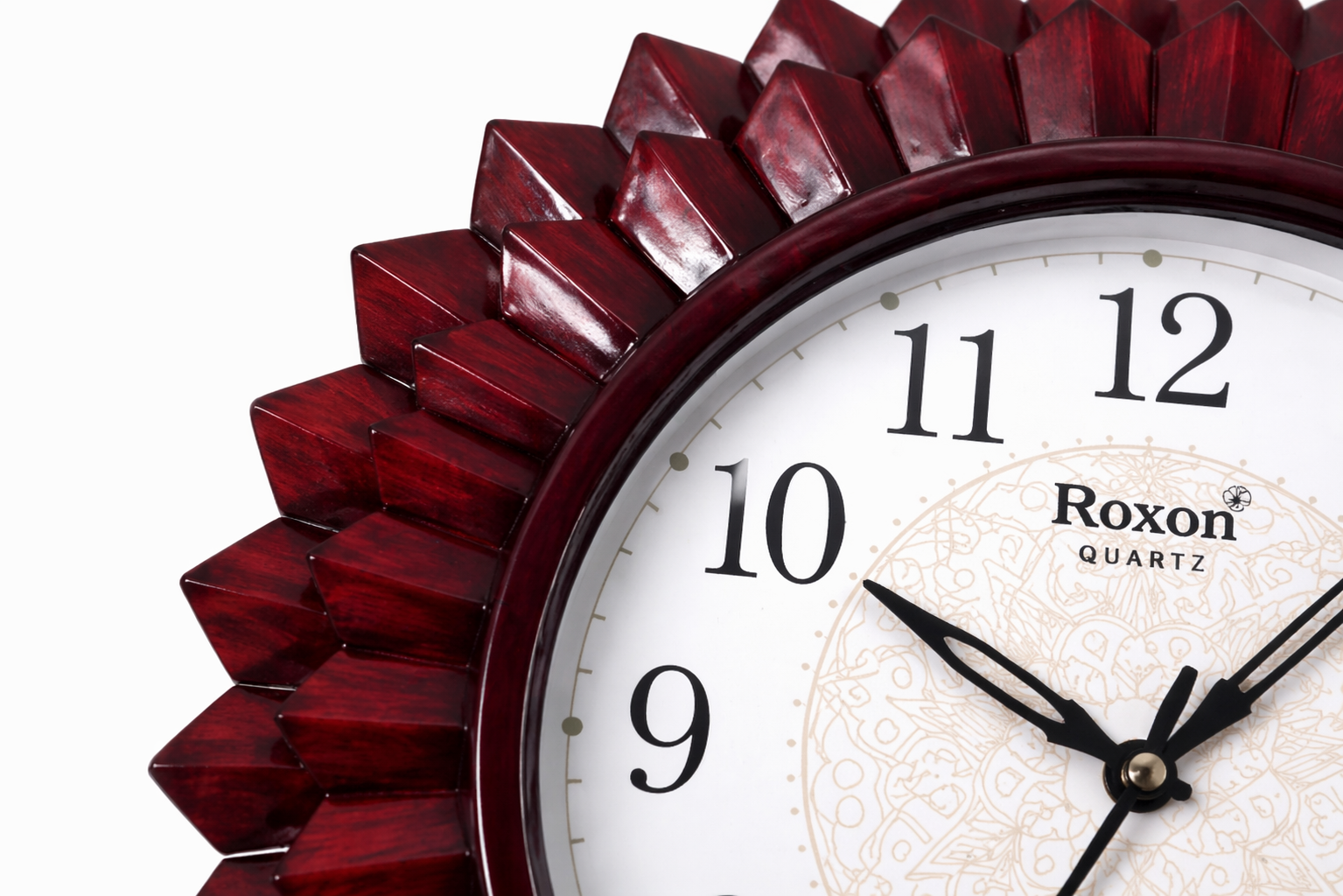 Roxon 12 Inch Premium Designer Wall Clock Wooden Finish Decorative Frame 2