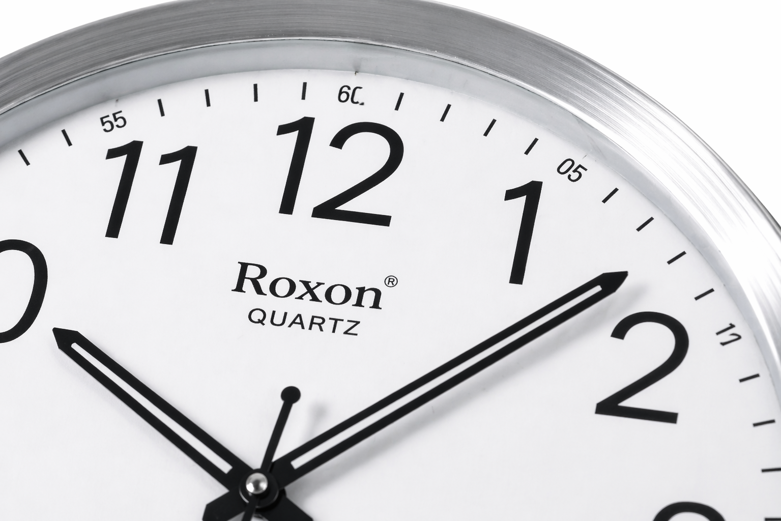 Roxon 12 Inch Modern Office Wall Clock Silver Frame 2