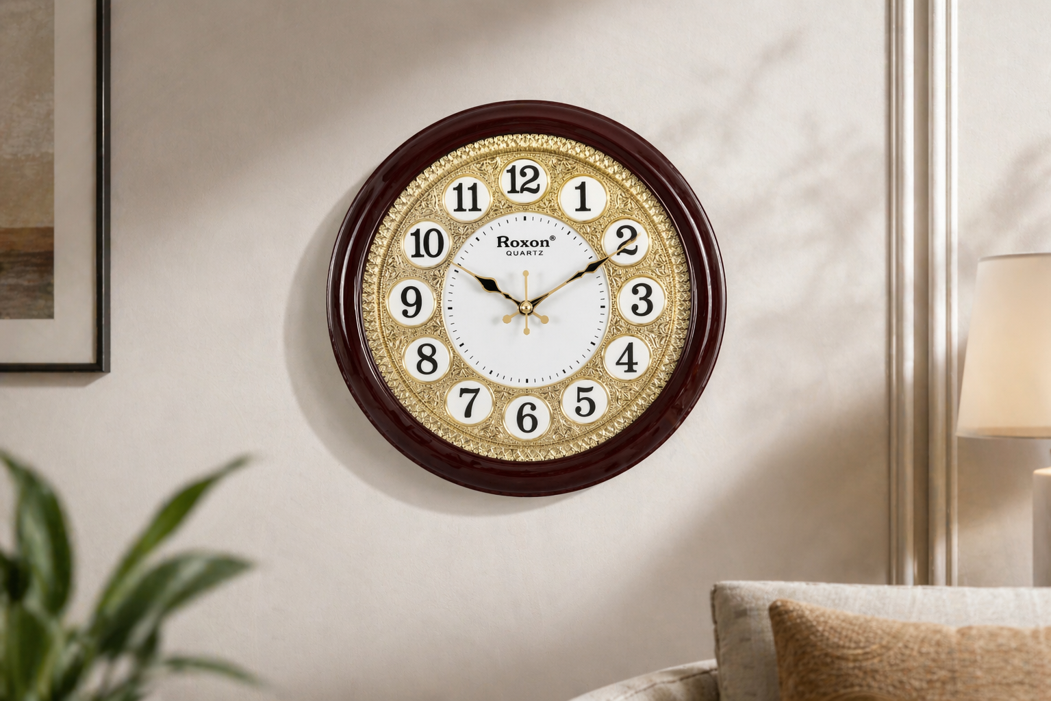 Roxon 221 - 15 Inch Oval Designer Wall Clock Silent Sweep Movement 3