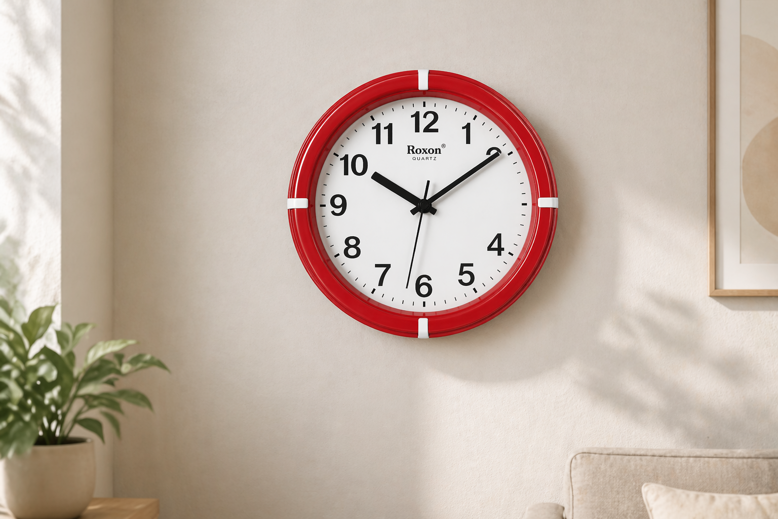 Roxon 9 Inch Wall Clock Red Frame Step Movement Wall clock 3