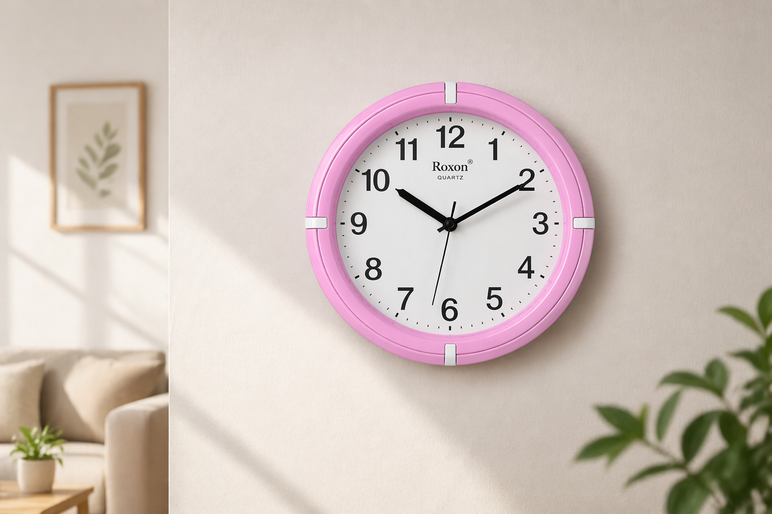 Roxon 9 Inch Wall Clock Pink Frame Step Movement Wall clock 3