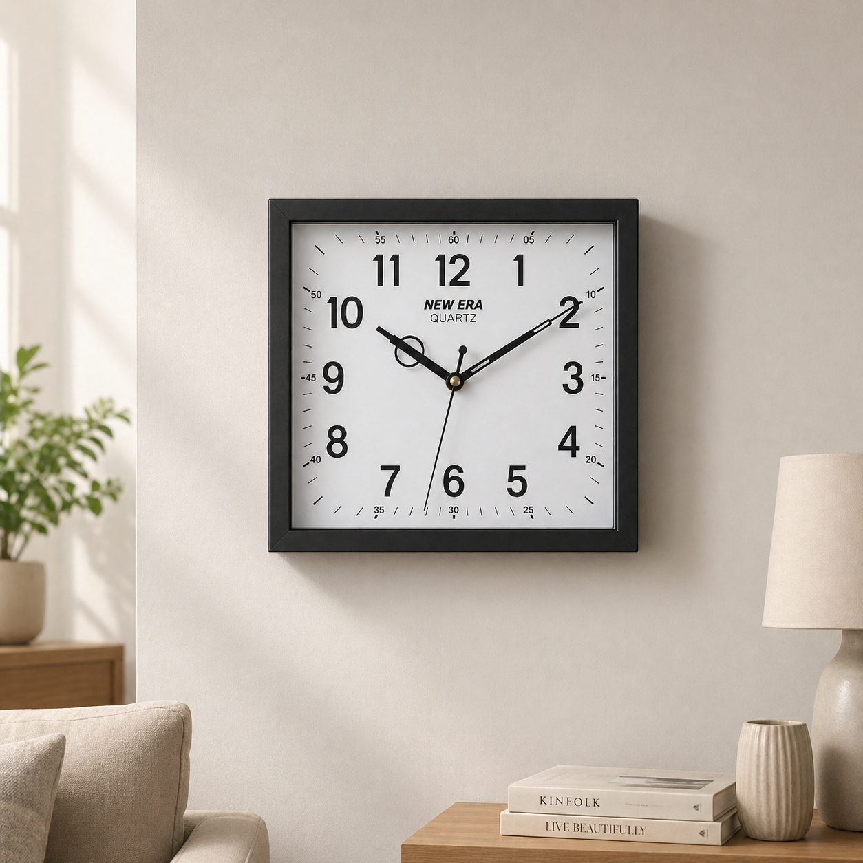 New Era RK-002 Black Square Wall Clock 10.5 Inch Quartz Step Movement 3