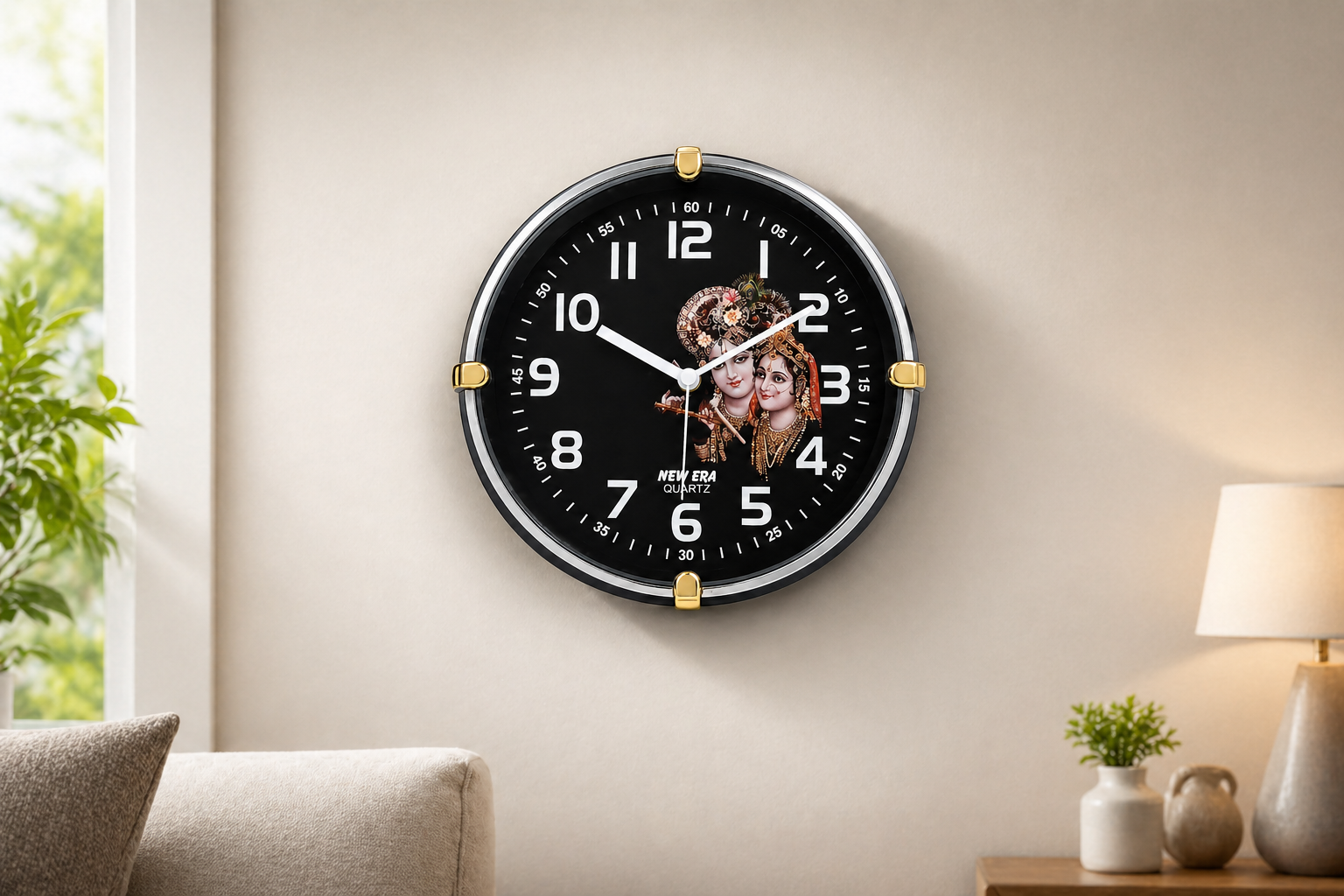 New Era 189 Radha Krishna Wall Clock 8 Inch Quartz Step Movement 3
