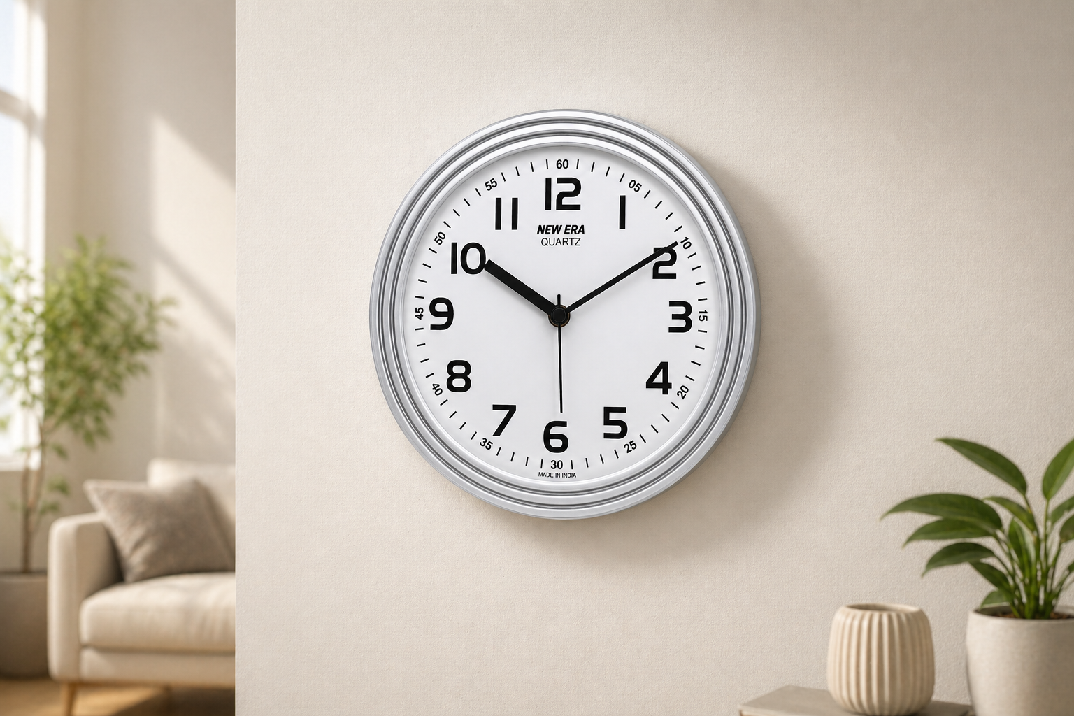 New Era 8 Inch Classic White Wall Clock Model 189 with Quartz Step Movement 3