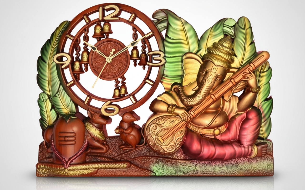 Lord Ganesh Figurine Wall Clock (330x480 MM) - M.No. 7021