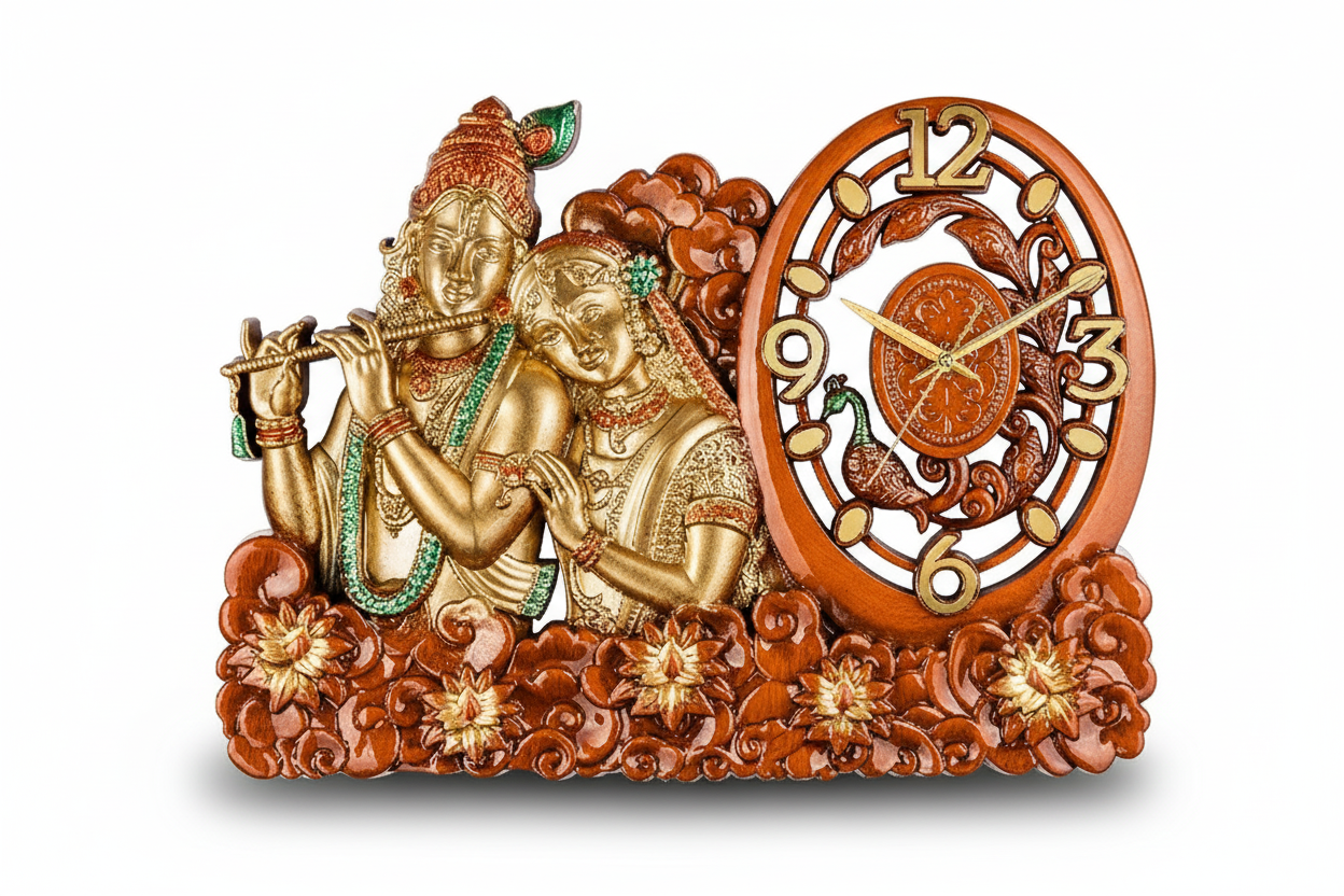 Krishna and Radha Idols Wall Clock (330x460 MM) - M.No. 7041 RK