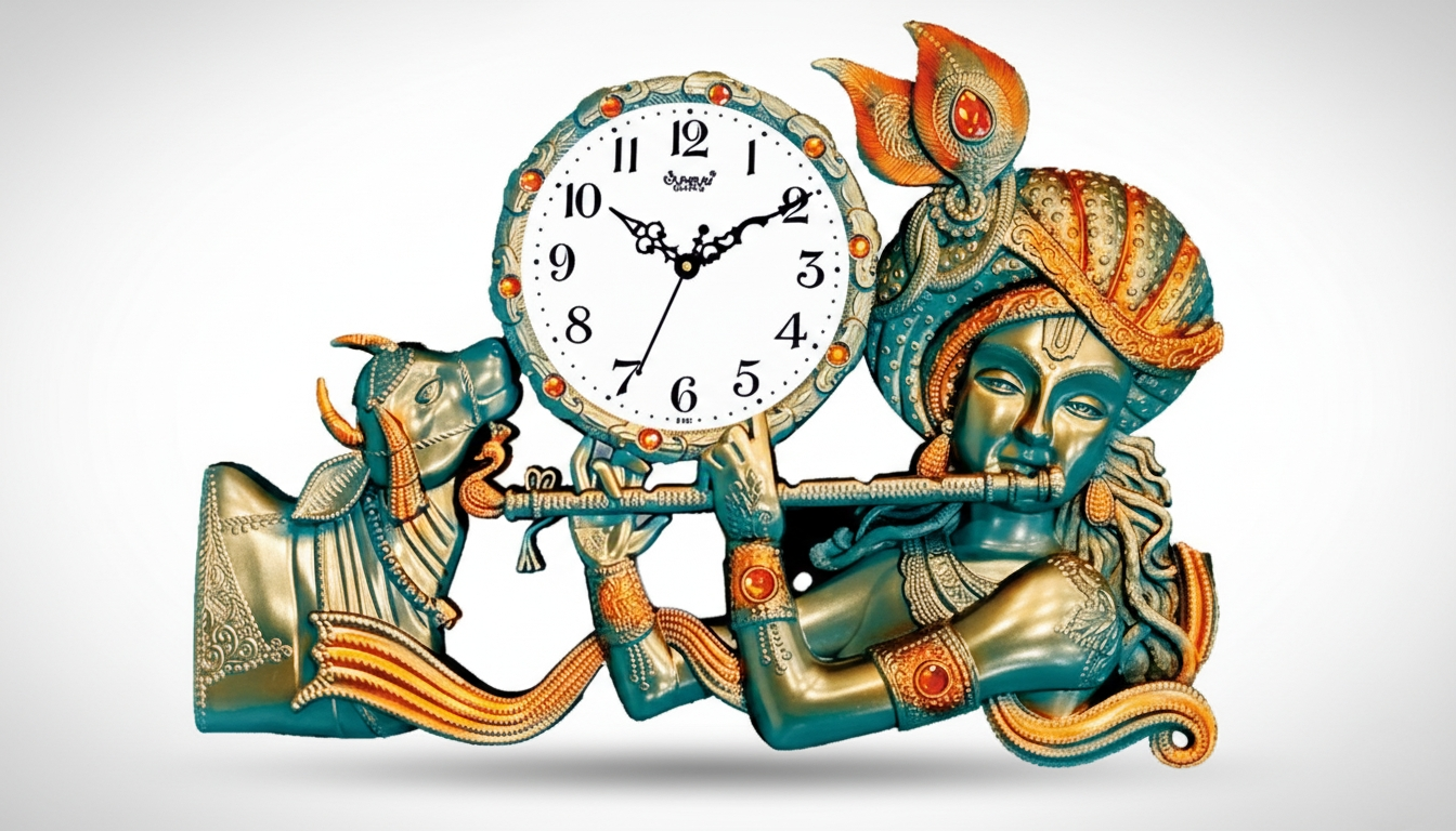 Sunray Krishna Reclining Wall Clock M.No. 5141 AQ — 22 x 16 Inch Plastic