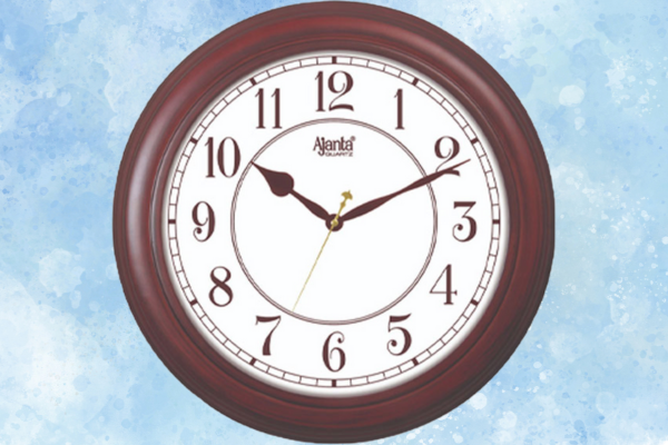 Ajanta 8697 Brown Wooden Glass Wall Clock – Silent Sweep, Premium Design