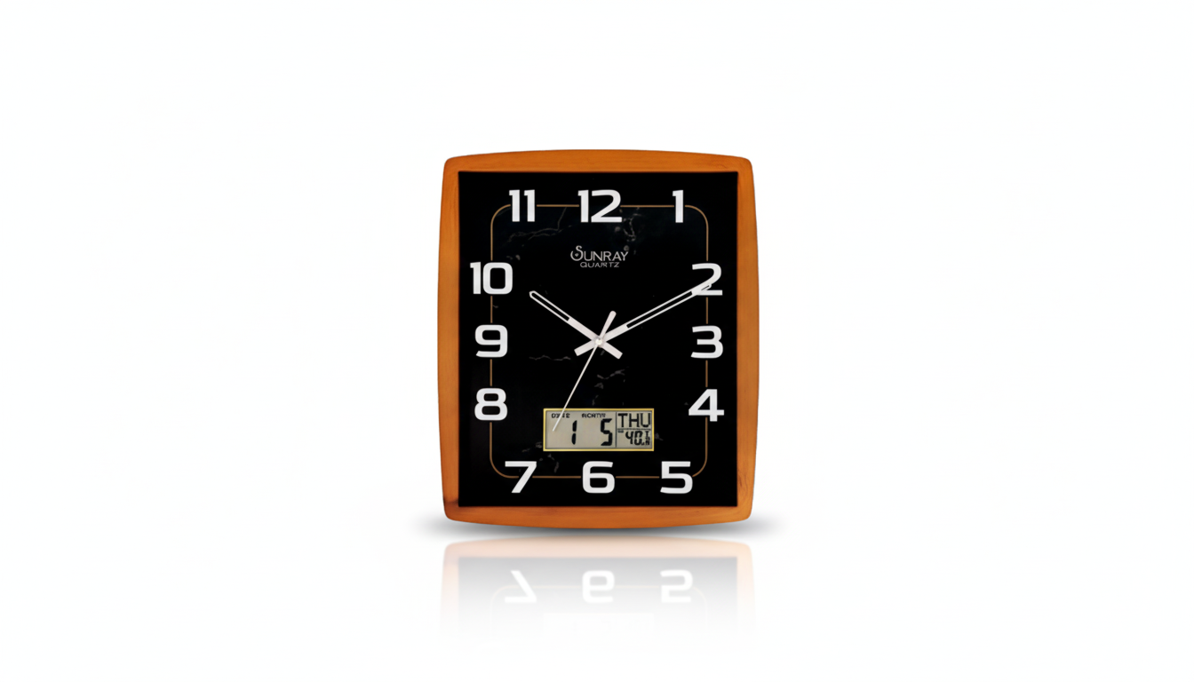 Sunray 7707 Digital Wall Clock — 14 x 12 Inch Plastic (Analog + Digital)
