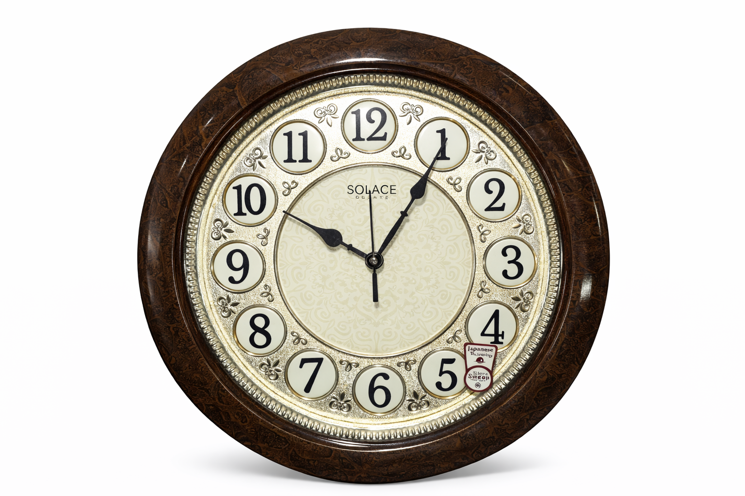 Solace 16 Inch Brown Silent Sweep Decorative Wall Clock – Model 5750