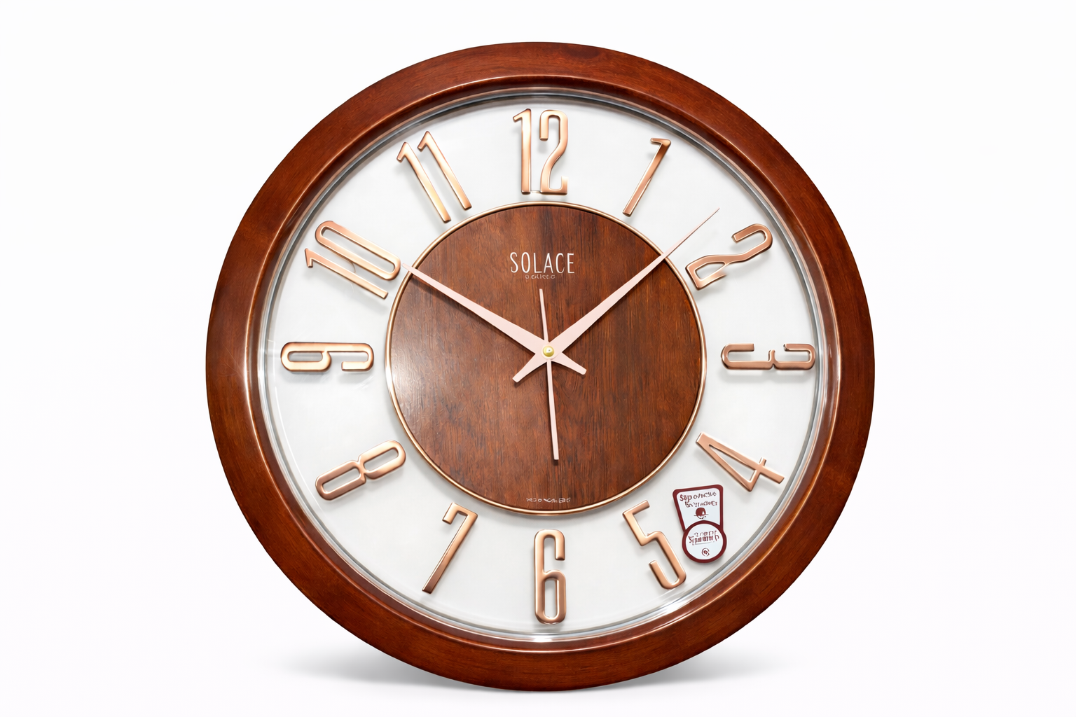 Solace SQ-53 16 Inch Premium Wooden Designer transparent Silent Sweep Wall Clock