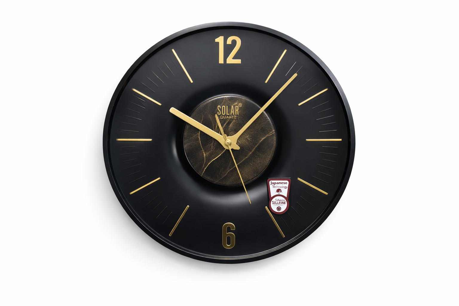Solar SQ-56 13 Inch Matte Black Premium Silent Sweep Wall Clock