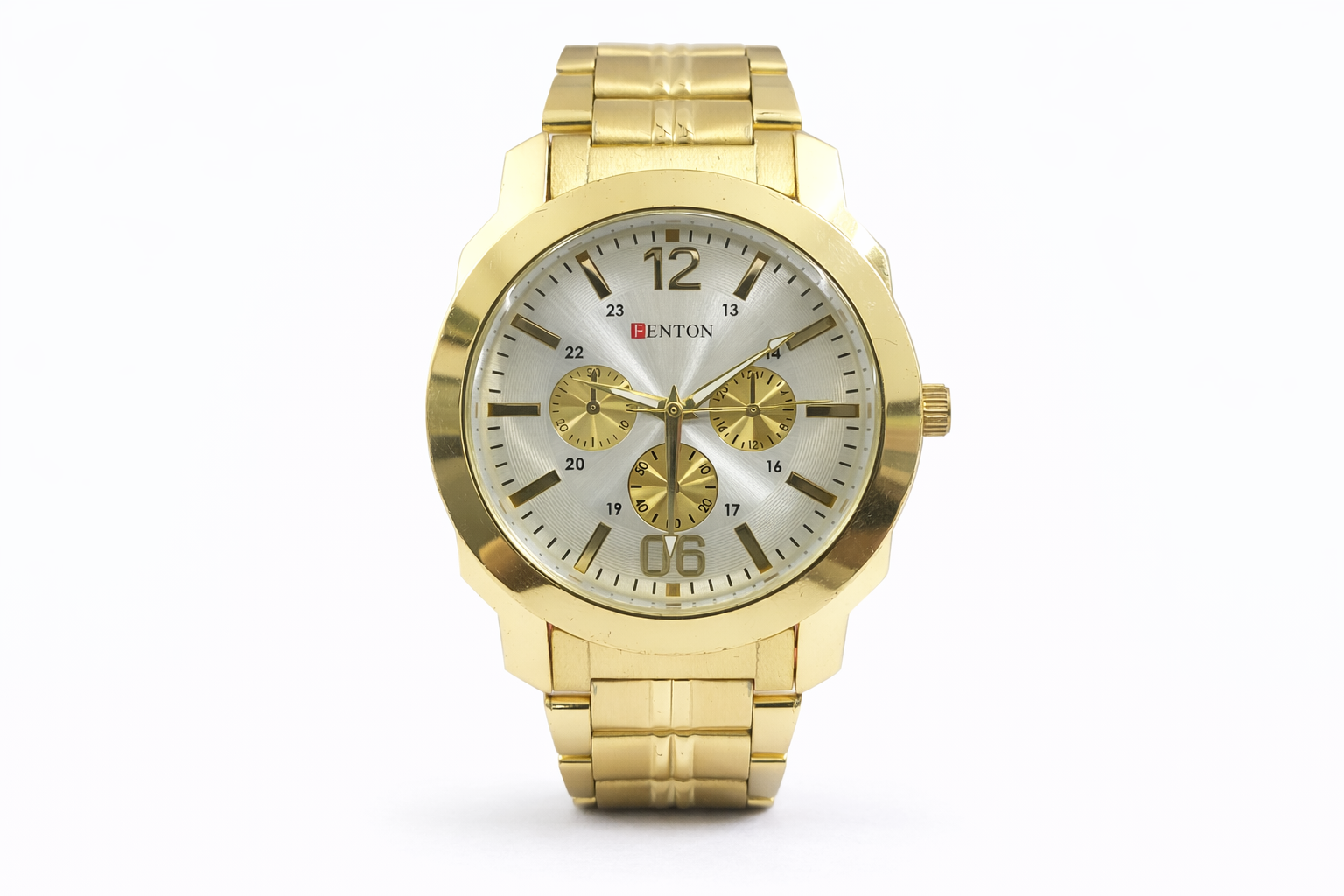 Fenton Gold Multi-Dial Metal Wrist Watch – 45mm
