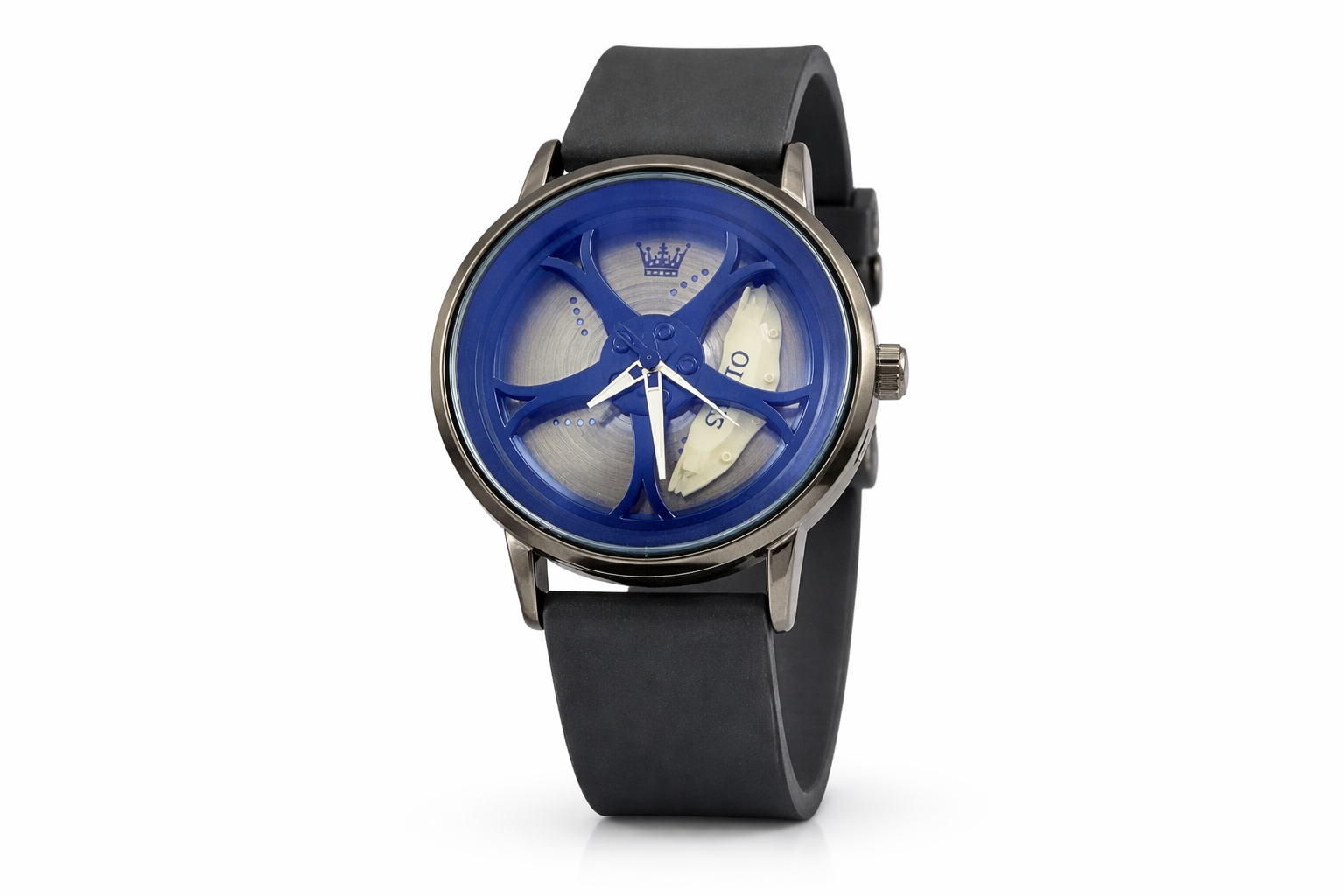 360 Rotating Wheel Wrist Watch – Blue Shade Glass