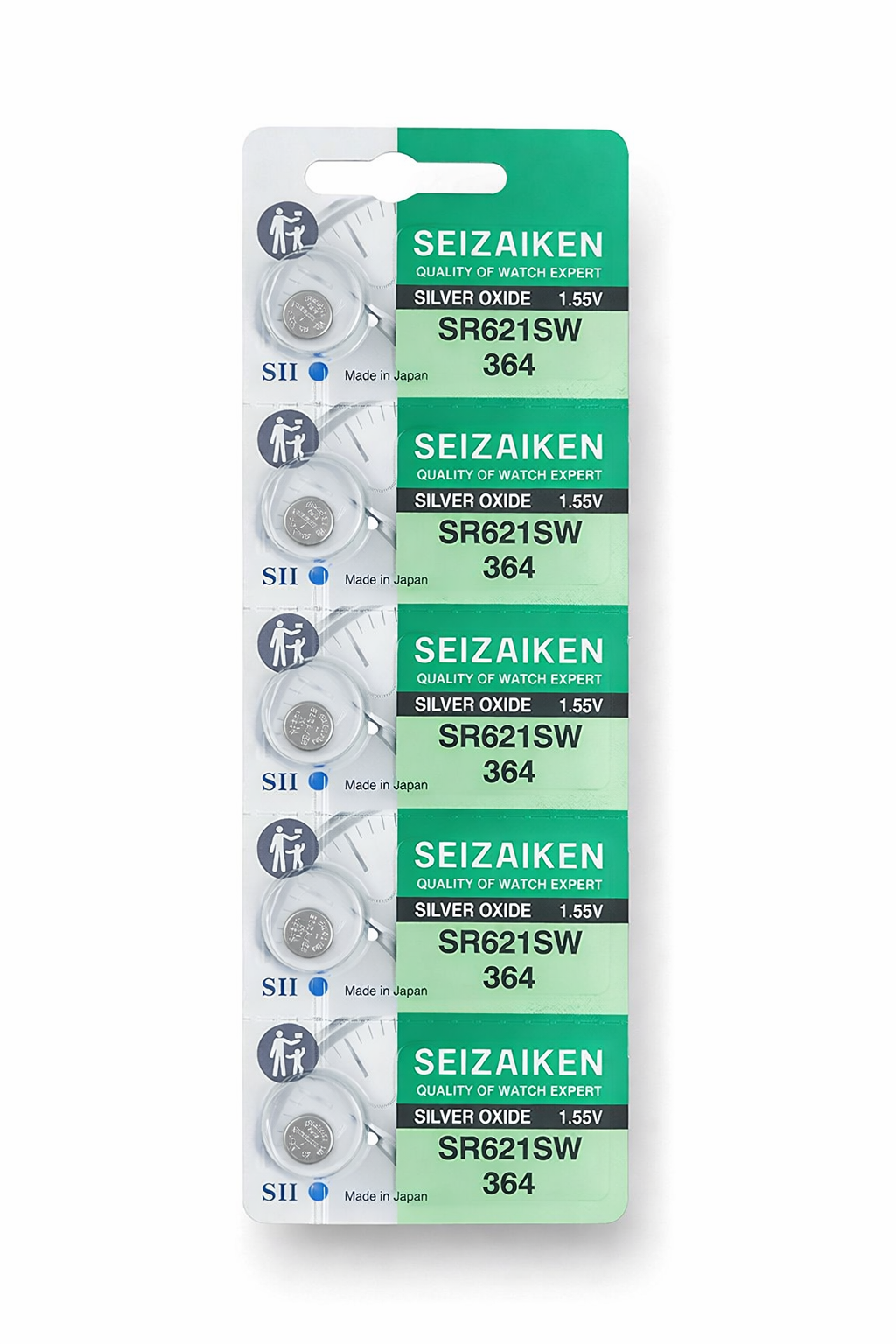Seizaiken SR621SW Button Battery – Compact Silver Oxide Pack of 5