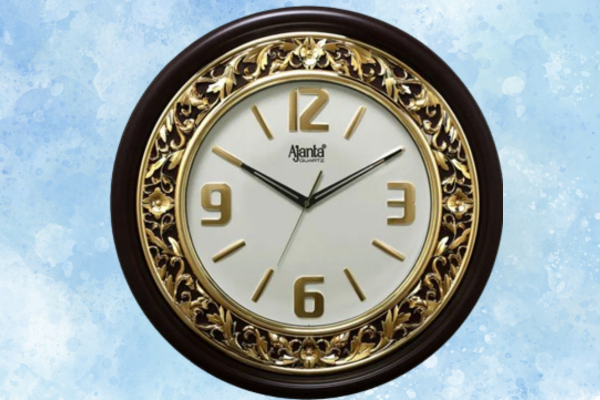 Ajanta Golden & Black Designer Silent Wall Clock – Model 2877