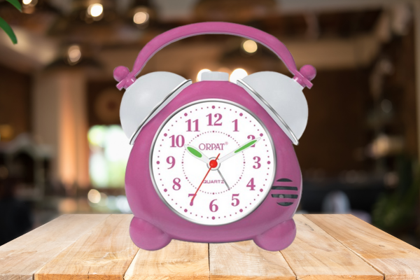 ORPAT Time Piece Buzzer Alarm Clock – Pink (TBB-777)