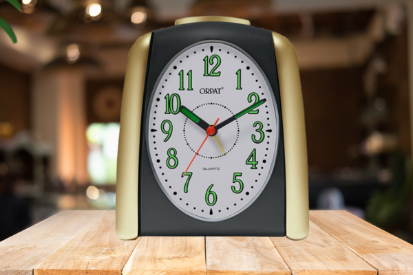 ORPAT TBB-767 Black & Golden Alarm Clock – Loud Beep, Quartz Precision